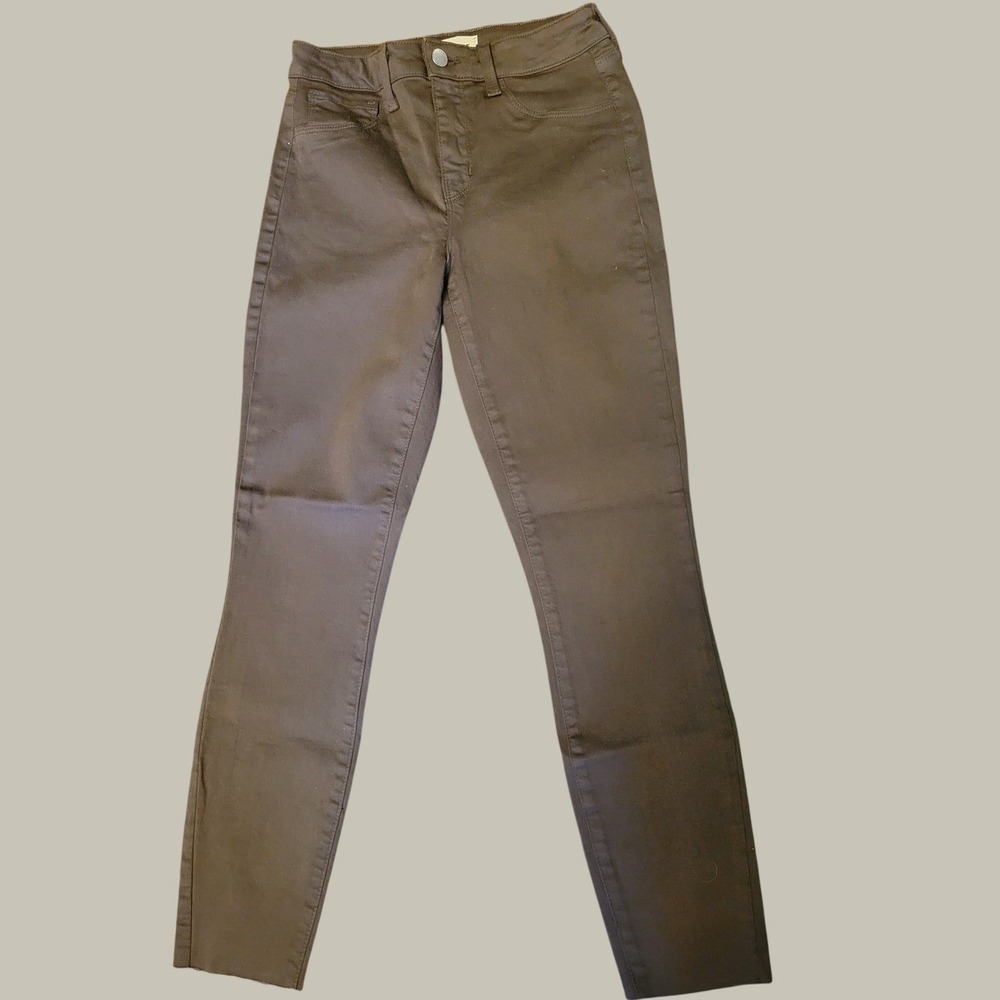L'AGENCE High Rise Skinny‎ Jeans Dark Olive Brown Raw Hem Size 25 #813 NWOT